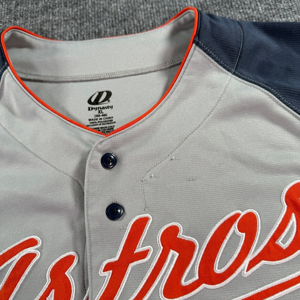 Dynasty Houston Astros Baseball Jersey Mens XL Grey Navy Blue MLB Button Front - Picture 4 of 10